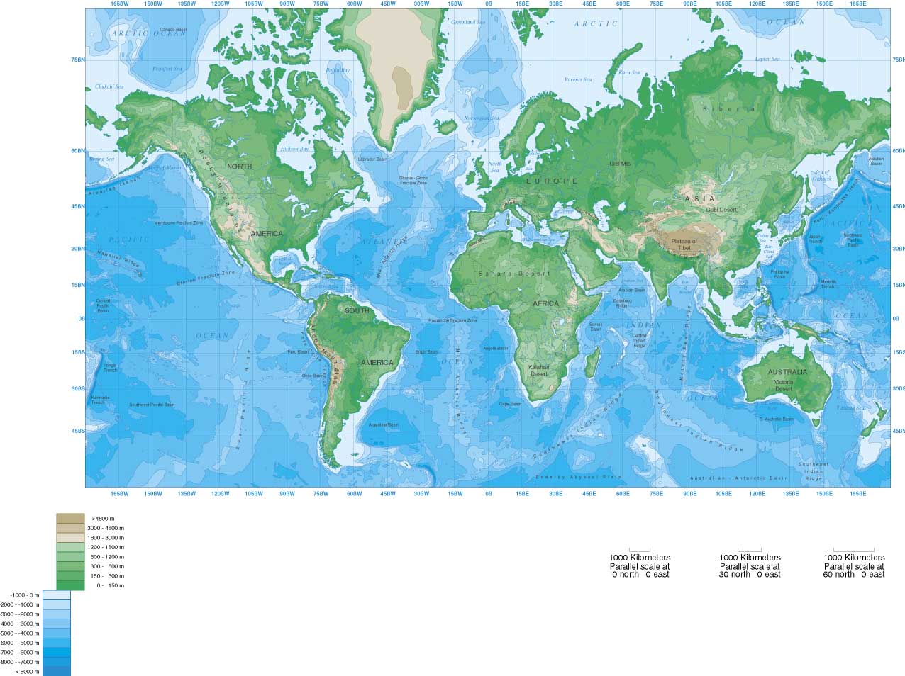 physical mercator map